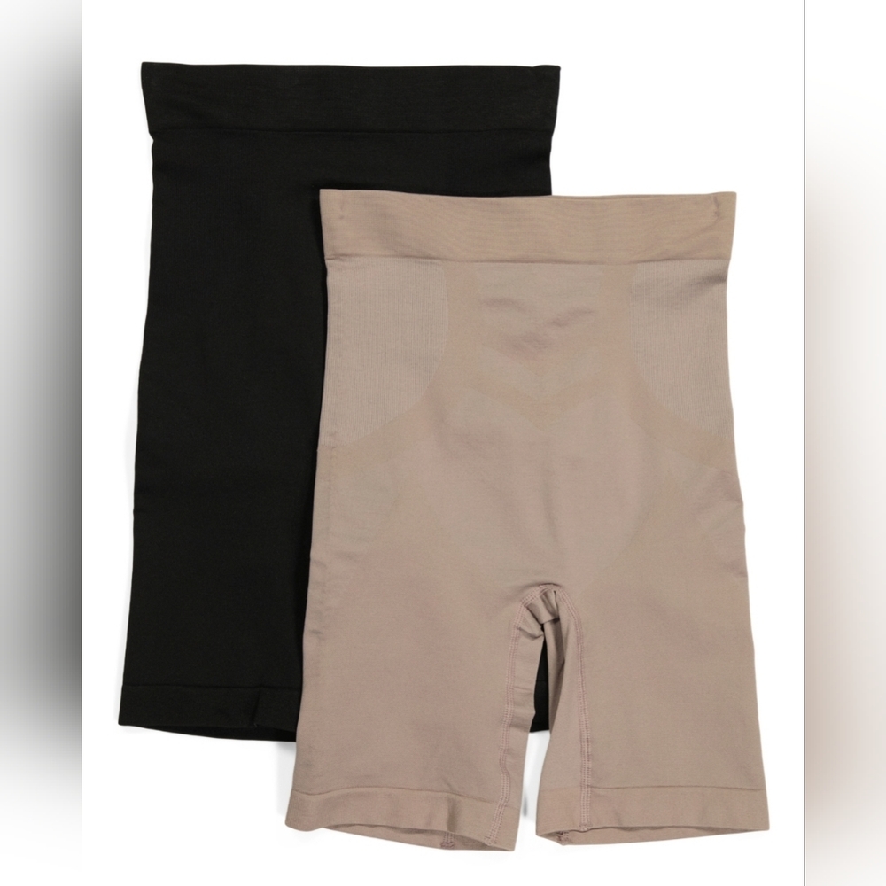 SKINNYGIRL Shapewear, 2pk Tummy and Thigh Slimmers, M, Black/Taupe, NWT